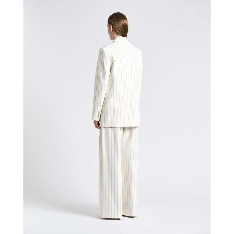 Cue Cream Pinstripe Double Breasted Blazer image number 1